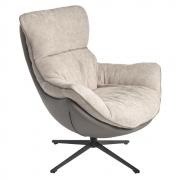 Лаунж кресло Hike светло-серый, экокожа, шенилл