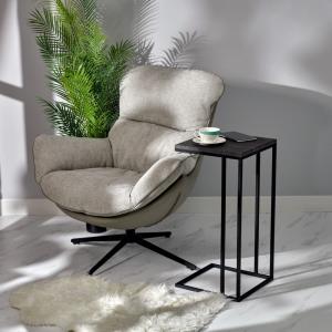 Лаунж кресло Hike светло-серый, экокожа, шенилл