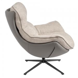 Лаунж кресло Hike светло-серый, экокожа, шенилл