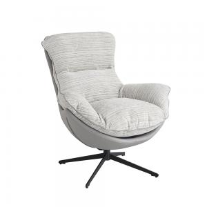 Кресло Huggo, серый в полоску, экокожа, шенилл