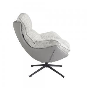 Кресло Huggo, серый в полоску, экокожа, шенилл