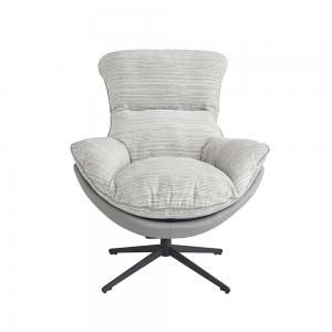 Кресло Huggo, серый в полоску, экокожа, шенилл