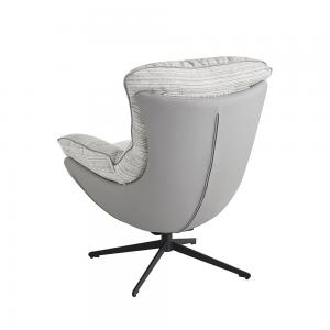 Кресло Huggo, серый в полоску, экокожа, шенилл