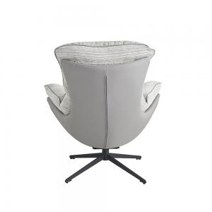 Кресло Huggo, серый в полоску, экокожа, шенилл