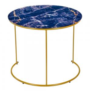 Набор кофейных столиков Tango темно-синий с ножками матовое золото, 2шт
