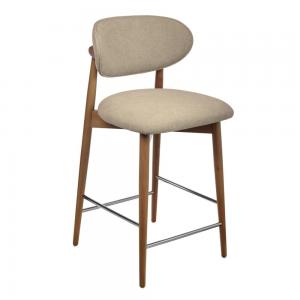 Стул полубарный Lucas Trio латте букле с ножками цвета орех