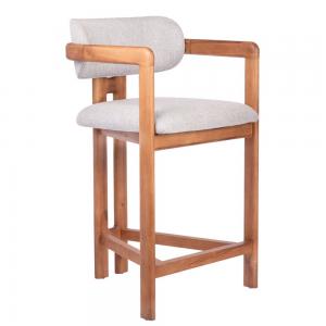 Стул полубарный Rich рогожка бежево-голубая с ножками цвета орех