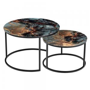 Набор кофейных столиков Tango космический с чёрными ножками, 2шт