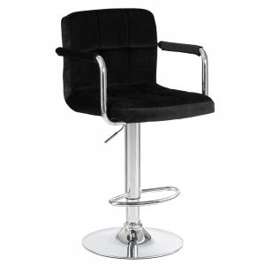 Стул барный Крюгер ARM, черный велюр