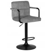 Стул барный Крюгер ARM Velvet Edition, серый вельвет