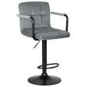 Стул барный Крюгер ARM Black Edition серый велюр
