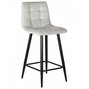 Стул полубарный Oliva черные матовые ножки, светло-серый велюр