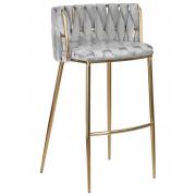 Стул барный Emmy Gold светло-серый велюр