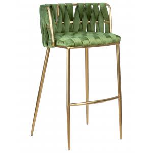 Стул барный Emmy Gold зеленый велюр