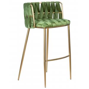 Стул барный Emmy Gold зеленый велюр