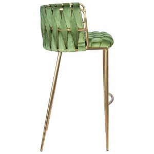 Стул барный Emmy Gold зеленый велюр