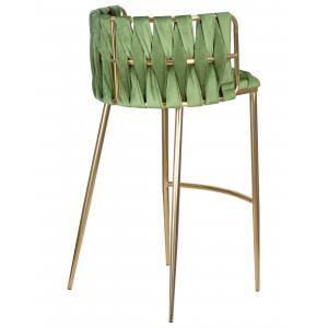 Стул барный Emmy Gold зеленый велюр
