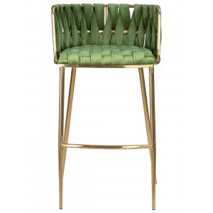 Стул барный Emmy Gold зеленый велюр