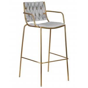 Стул барный Miller Gold cветло-серый велюр