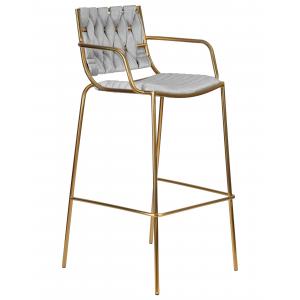 Стул барный Miller Gold cветло-серый велюр