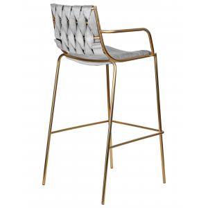 Стул барный Miller Gold cветло-серый велюр
