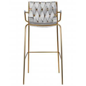 Стул барный Miller Gold cветло-серый велюр