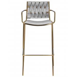 Стул барный Miller Gold cветло-серый велюр