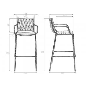 Стул барный Miller Gold cветло-серый велюр