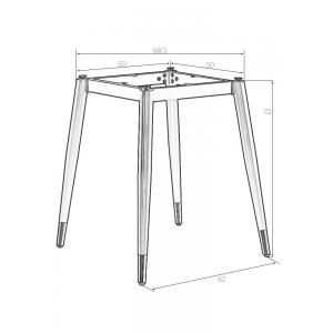 Подстолье обеденное Matt, чёрное с золотыми наконечниками