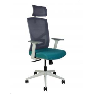 Компьютерное кресло Denver серая сетка, морская волна ткань