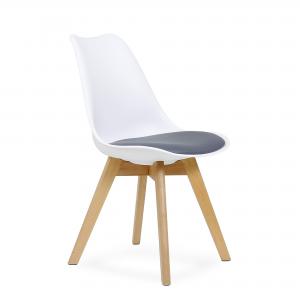 Стул SEPHI PU белый, сиденье серое