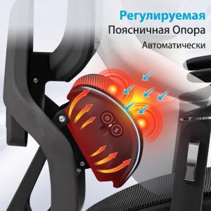 Компьютерное кресло Furious, черное 5D подлокотники с массажем и подогревом
